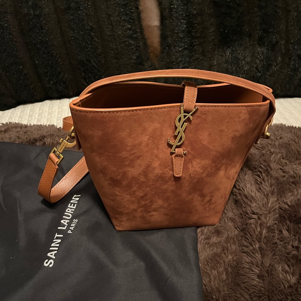 “YSL” Brown Crossbody Bag with Minimalist Design